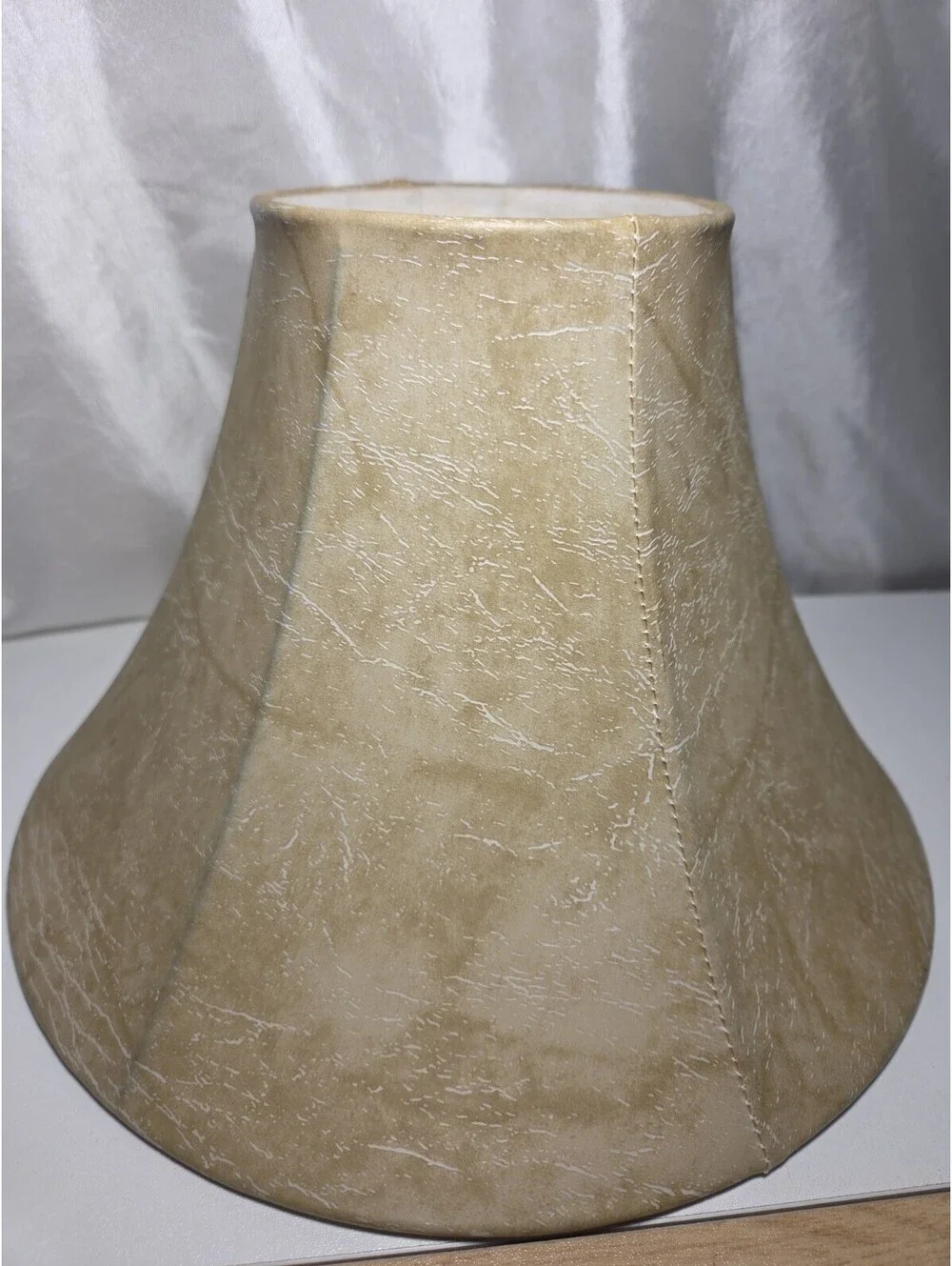 Vintage Faux Leather Tan Bell Lamp Shade Distressed 10